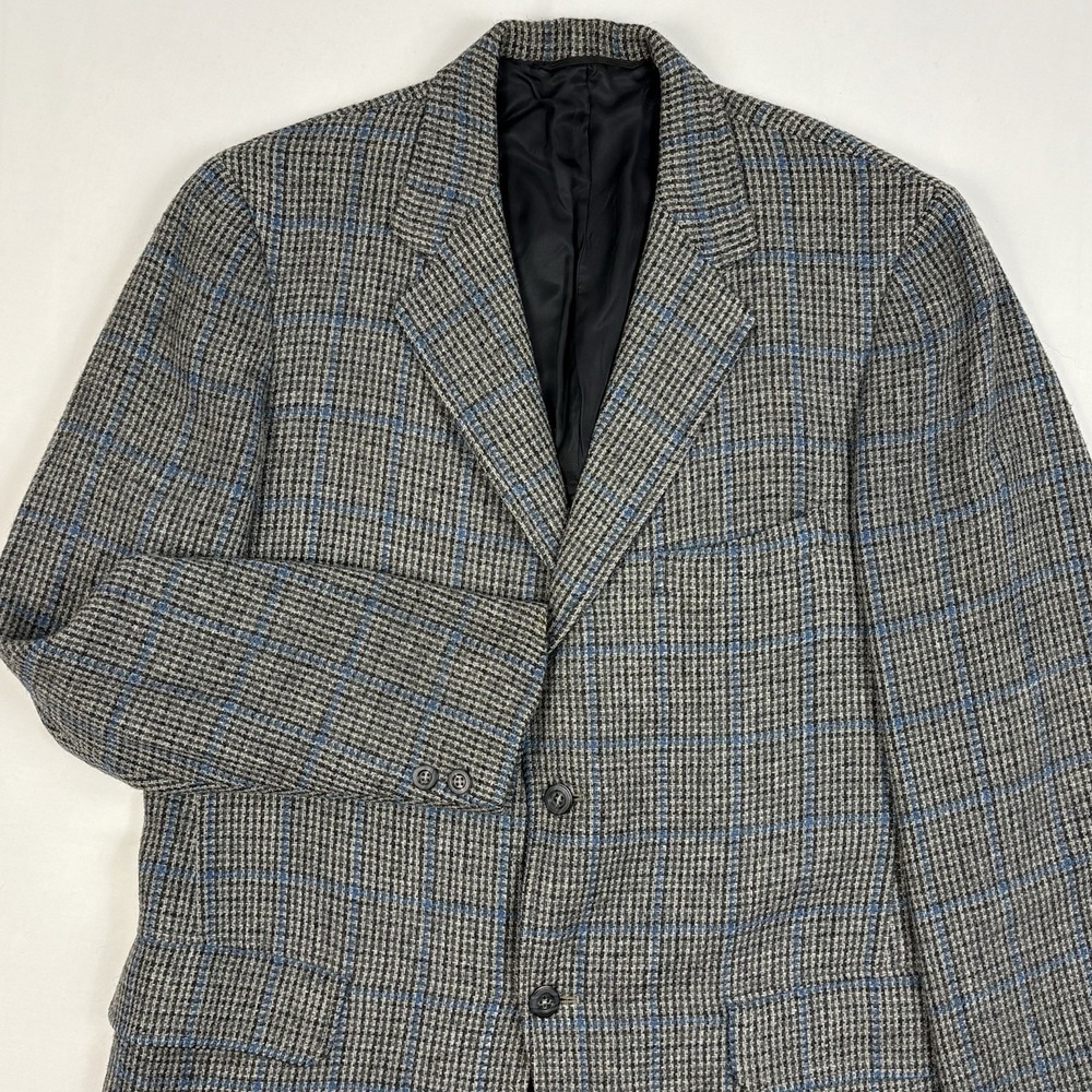 VTG Stanbrooke Wool Tweed Houndstooth Windowpane Check Semi-Lined Sport Coat 40R
